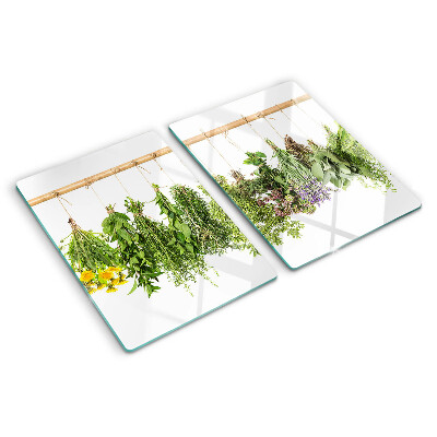 Planche à découper en verre Herbes séchées sur une ficelle