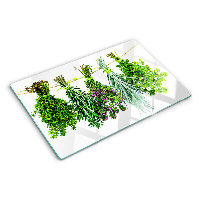 Planche à découper verre Herbes séchées sur une ficelle