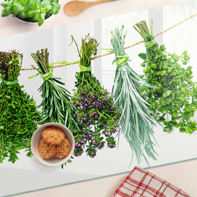 Planche à découper verre Herbes séchées sur une ficelle