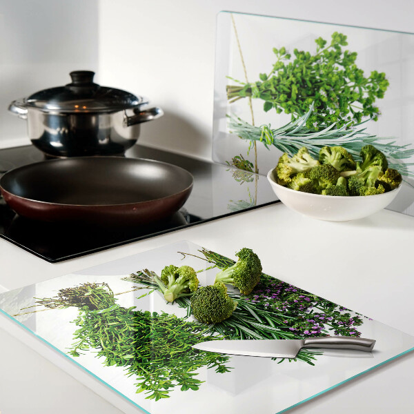 Planche à découper verre Herbes séchées sur une ficelle