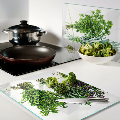 Planche à découper verre Herbes séchées sur une ficelle