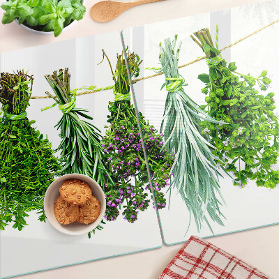 Planche à découper verre Herbes séchées sur une ficelle