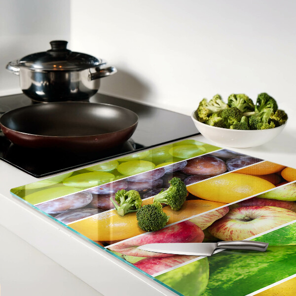 Planche à découper en verre Fruits aux couleurs de l'arc-en-ciel