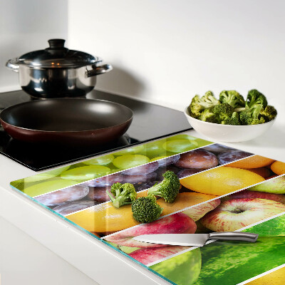 Planche à découper en verre Fruits aux couleurs de l'arc-en-ciel