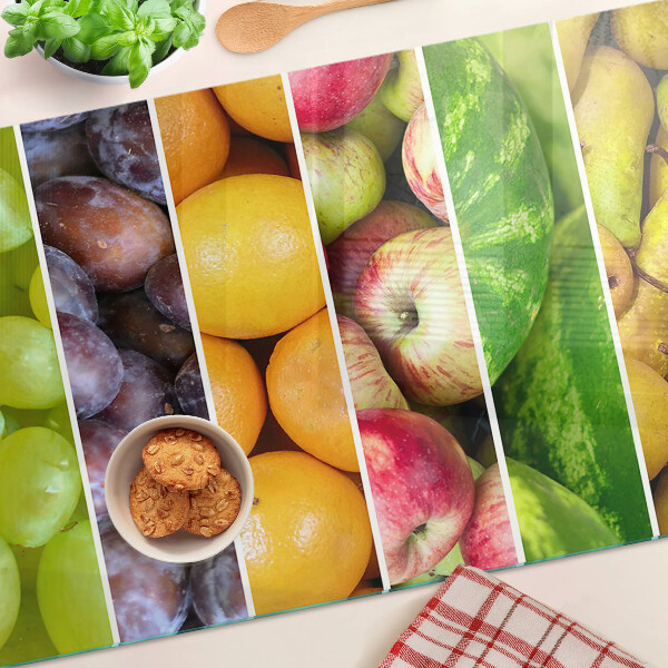 Planche à découper en verre Fruits aux couleurs de l'arc-en-ciel