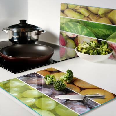 Planche à découper en verre Fruits aux couleurs de l'arc-en-ciel
