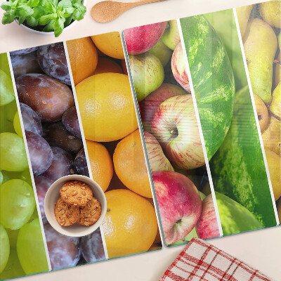 Planche à découper en verre Fruits aux couleurs de l'arc-en-ciel