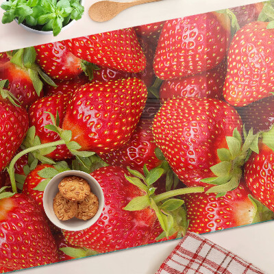 Planche à découper en verre Des fraises en arrière-plan