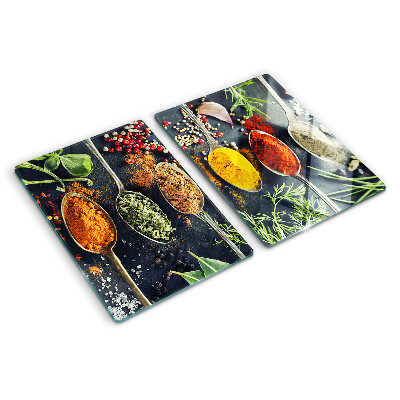 Planche à découper verre Épices en cuillères