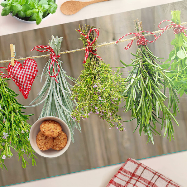 Planche à découper verre Herbes sur une ficelle