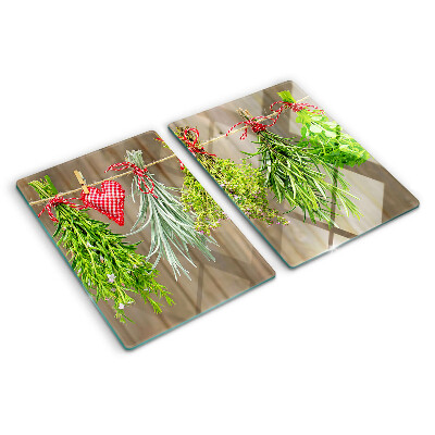 Planche à découper verre Herbes sur une ficelle