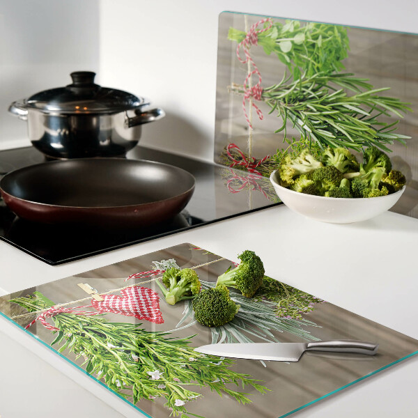 Planche à découper verre Herbes sur une ficelle