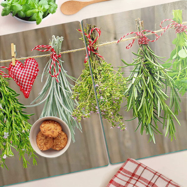 Planche à découper verre Herbes sur une ficelle