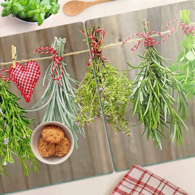 Planche à découper verre Herbes sur une ficelle