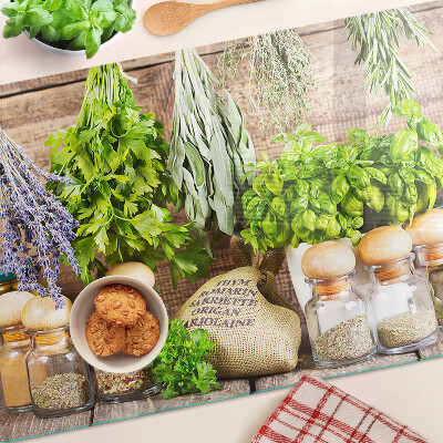Planche à découper verre Herbes et épices dans la cuisine