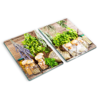 Planche à découper verre Herbes et épices dans la cuisine