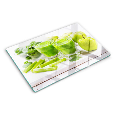 Planche à découper en verre Smoothie vert aux ingrédients frais