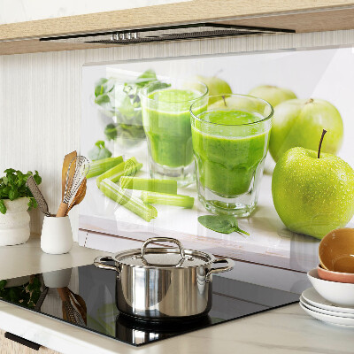 Planche à découper en verre Smoothie vert aux ingrédients frais