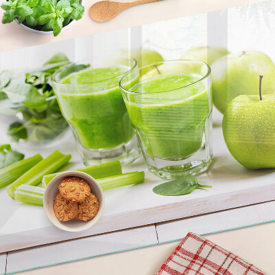 Planche à découper en verre Smoothie vert aux ingrédients frais