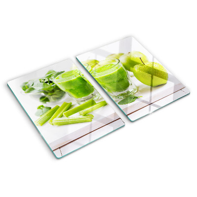 Planche à découper en verre Smoothie vert aux ingrédients frais