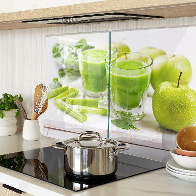 Planche à découper en verre Smoothie vert aux ingrédients frais