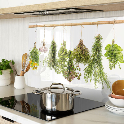 Planche à découper en verre Herbes en bouquets suspendus