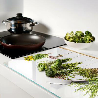 Planche à découper en verre Herbes en bouquets suspendus