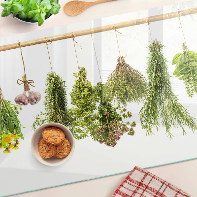 Planche à découper en verre Herbes en bouquets suspendus