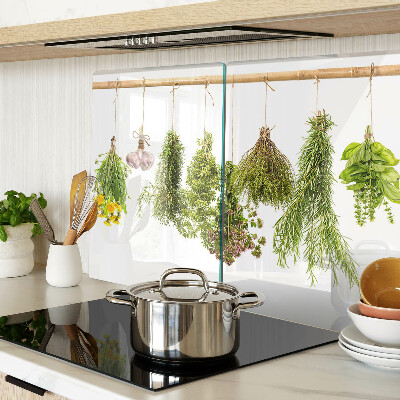 Planche à découper en verre Herbes en bouquets suspendus
