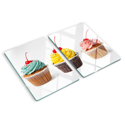 Planche à découper en verre Cupcake à la crème fouettée et à la cerise