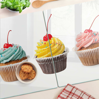 Planche à découper en verre Cupcake à la crème fouettée et à la cerise