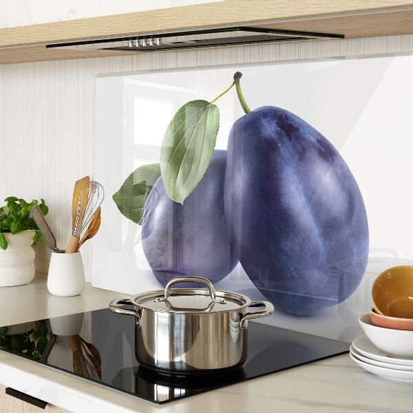Planche à découper verre Prunes avec feuilles