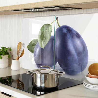 Planche à découper verre Prunes avec feuilles