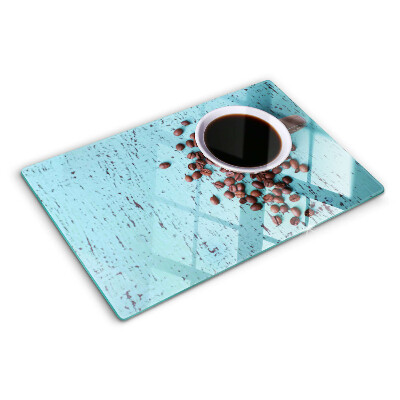 Planche à découper en verre Café et grains de café