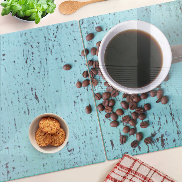 Planche à découper en verre Café et grains de café