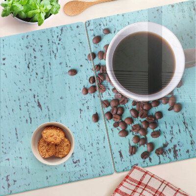 Planche à découper en verre Café et grains de café