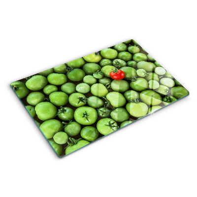 Planche à découper verre Tomates vertes avec une touche rouge