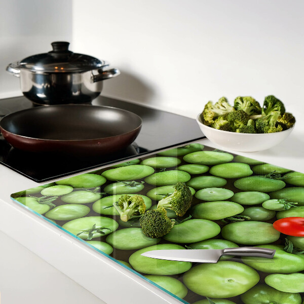 Planche à découper verre Tomates vertes avec une touche rouge