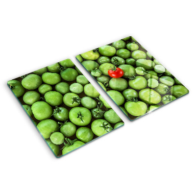 Planche à découper verre Tomates vertes avec une touche rouge