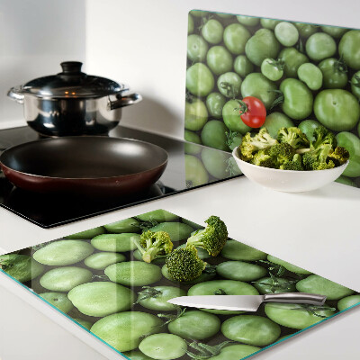 Planche à découper verre Tomates vertes avec une touche rouge