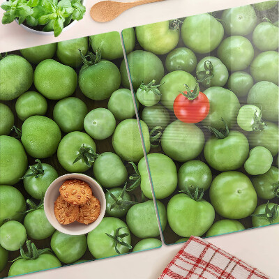 Planche à découper verre Tomates vertes avec une touche rouge