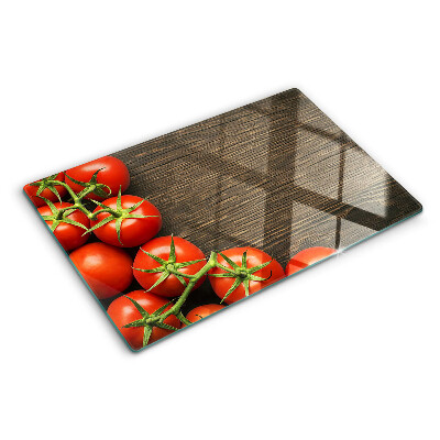 Planche à découper verre Tomates sur fond de bois
