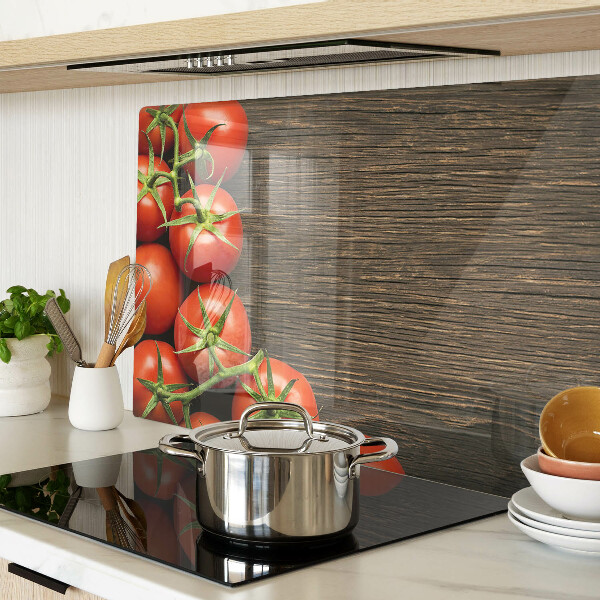 Planche à découper verre Tomates sur fond de bois