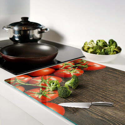 Planche à découper verre Tomates sur fond de bois