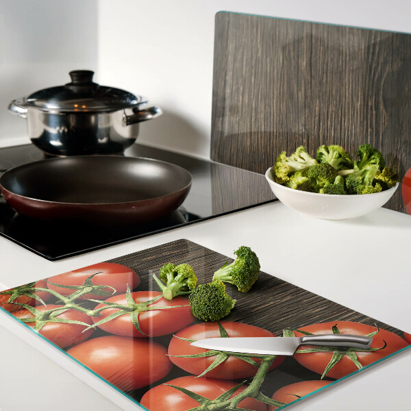 Planche à découper verre Tomates sur fond de bois