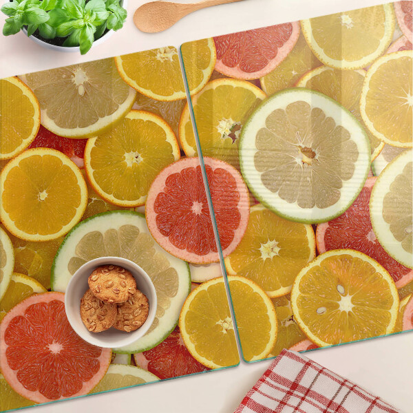 Planche à découper verre Agrumes aux couleurs de l'arc-en-ciel