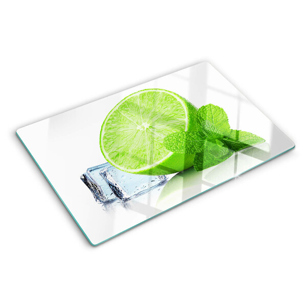 Planche à découper verre Citron vert à la menthe et à la glace
