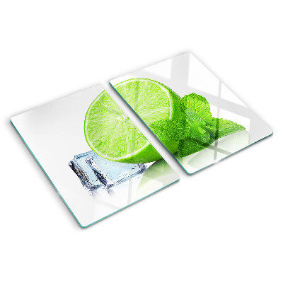 Planche à découper verre Citron vert à la menthe et à la glace