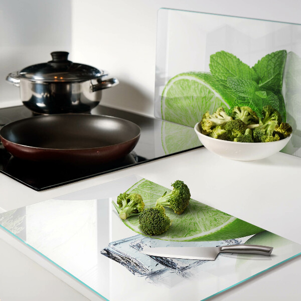 Planche à découper verre Citron vert à la menthe et à la glace