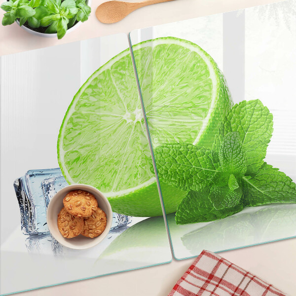Planche à découper verre Citron vert à la menthe et à la glace